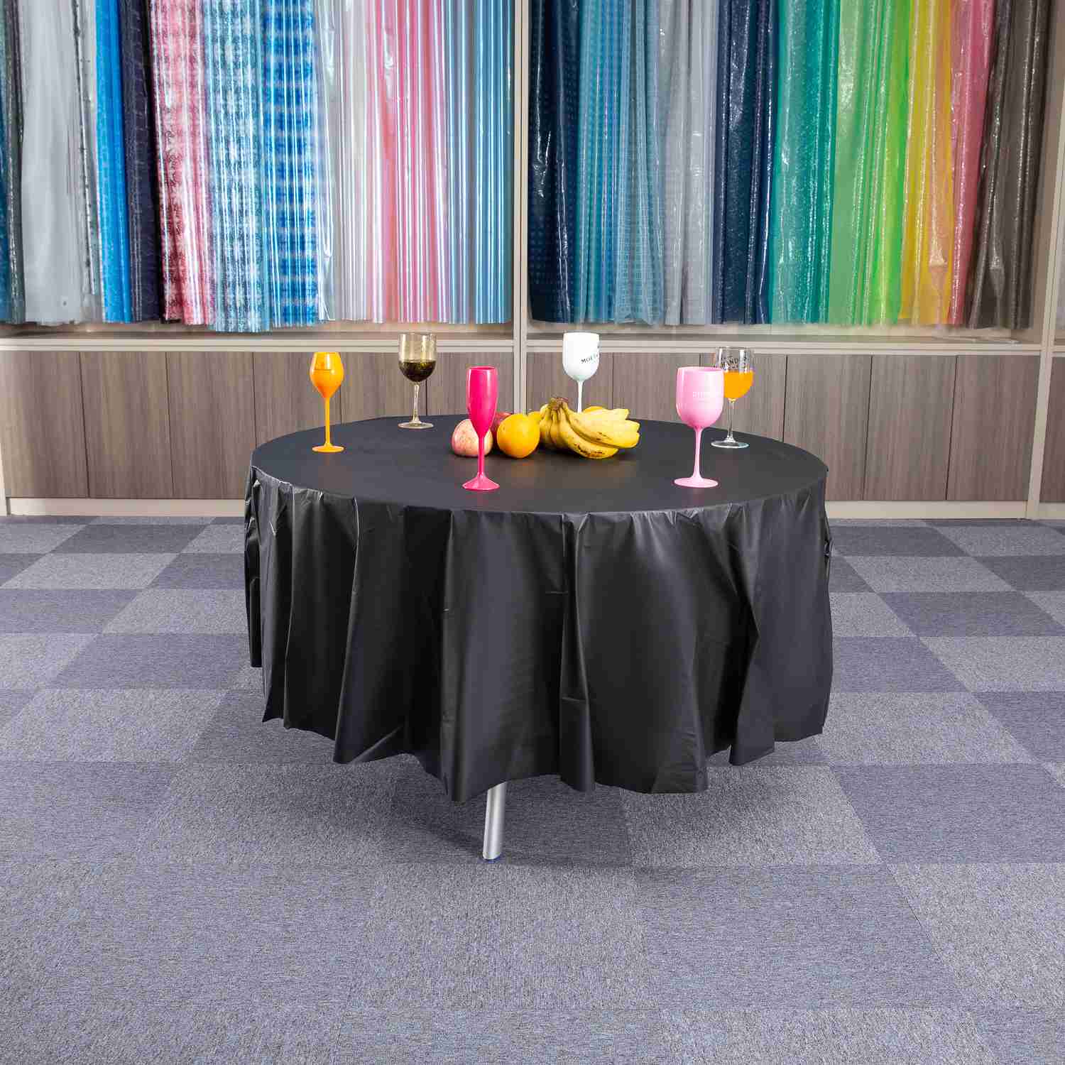 Toalha de mesa plástica redonda descartável impermeável moderna